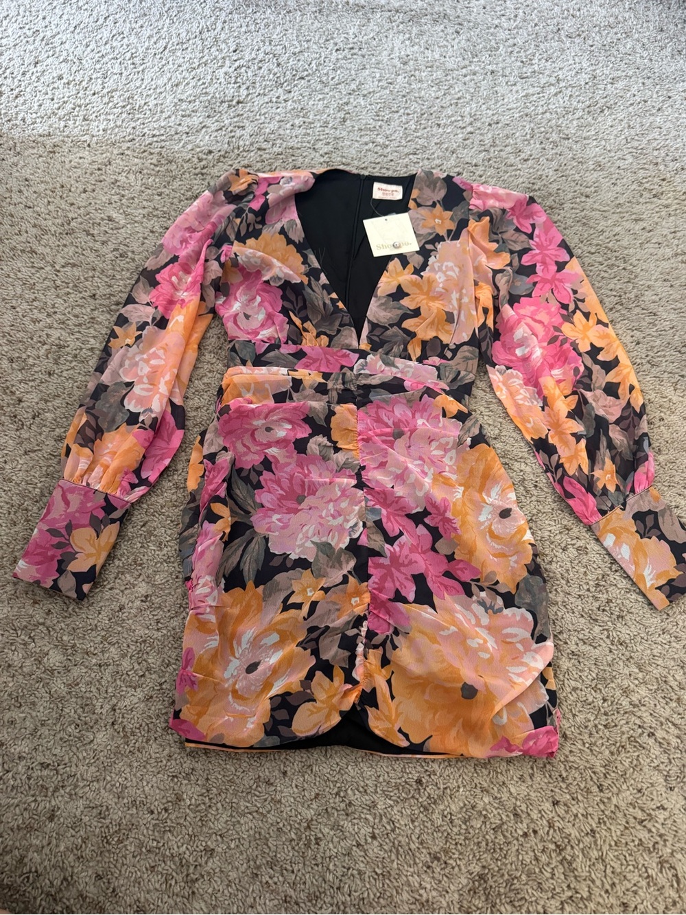 Floral Long Sleeve Mini Dress